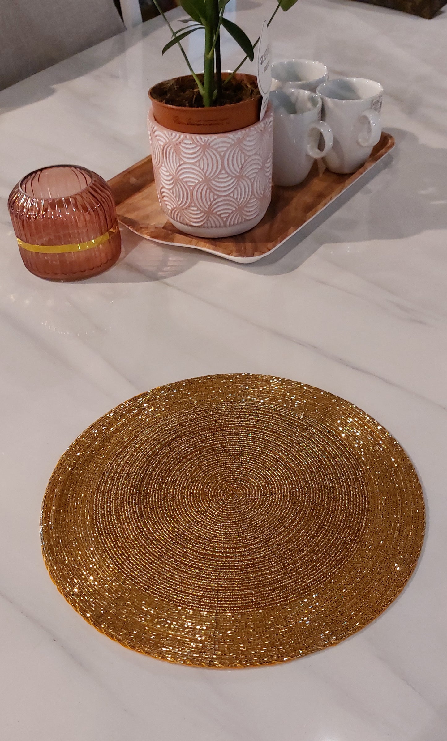 Golden Beaded Place Mates